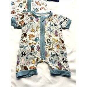 Southern Ivy Teal Fish Romper Nemo One-Piece Zip Front Lot of 3 SZ 0-3 Mo. New